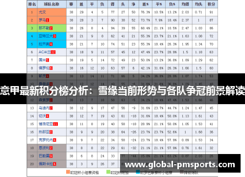 意甲最新积分榜分析：雪缘当前形势与各队争冠前景解读